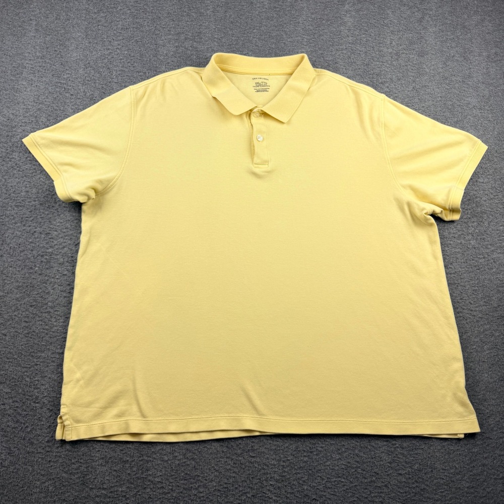 Van Heusen Mens XXL Yellow Cotton Classic Fit Short Sleeve Polo Shirt